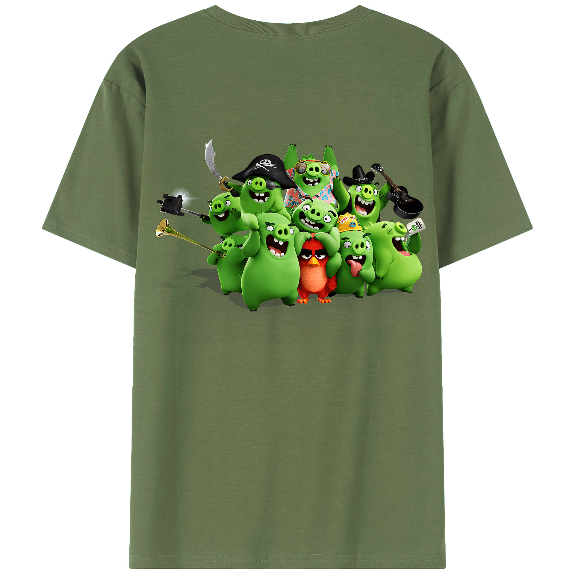 （画像用） Angry Birds アングリーバード 綿100％ メンズ半袖Tシャツ（バックプリント） 通気性
